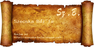 Szecska Béla névjegykártya